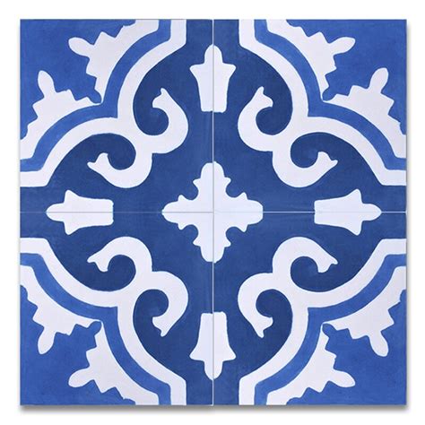 Moroccan Mosaic Tile House Tanger 8 X 8 Handmade Cement Tile In Blue