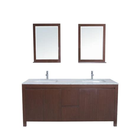 Stufurhome 72 Inch Galant Double Sink Vanity With Carrera Marble Top