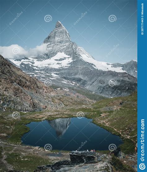 Beautiful View Of The Famous Riffelsee Lake In The Matterhorn Mountains