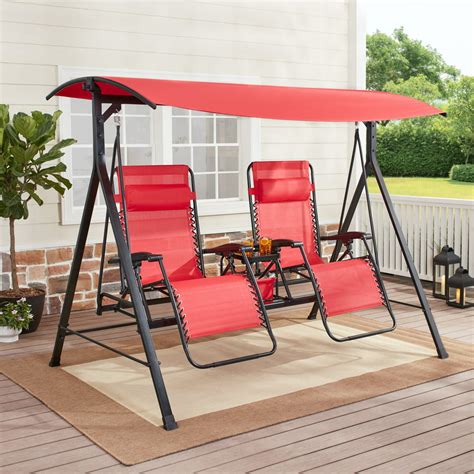Mainstays Oversized Zero Gravity 2 Person Steel Outdoor Reclining Swing Red