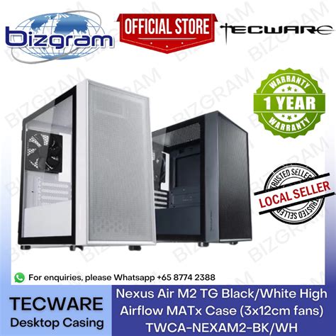 Tecware Nexus Air M Tg Black White High Airflow Matx Case X Cm Fans