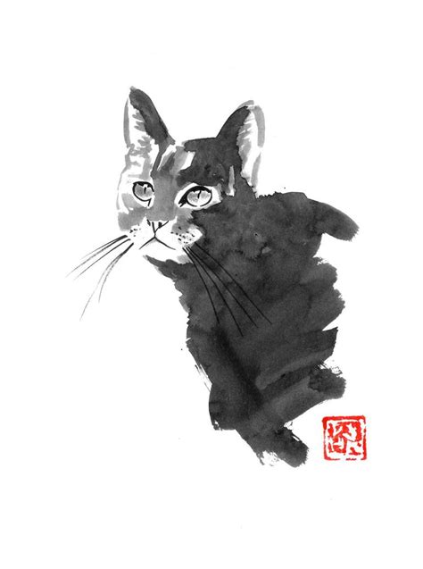 Surprised Cat Drawing By Pechane Sumie Saatchi Art