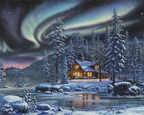 Chilly Cold Northern Lights Christmas Abstract Other Hd