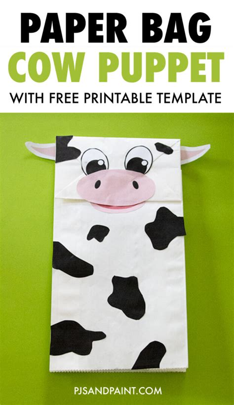 Paper Bag Cow Puppet Craft With Free Printable Template