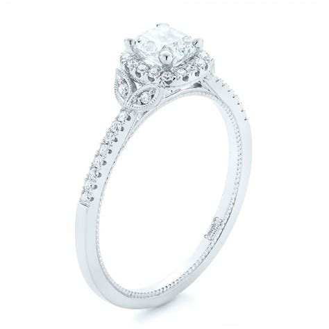 Custom Black Diamond Halo Engagement Ring 102435