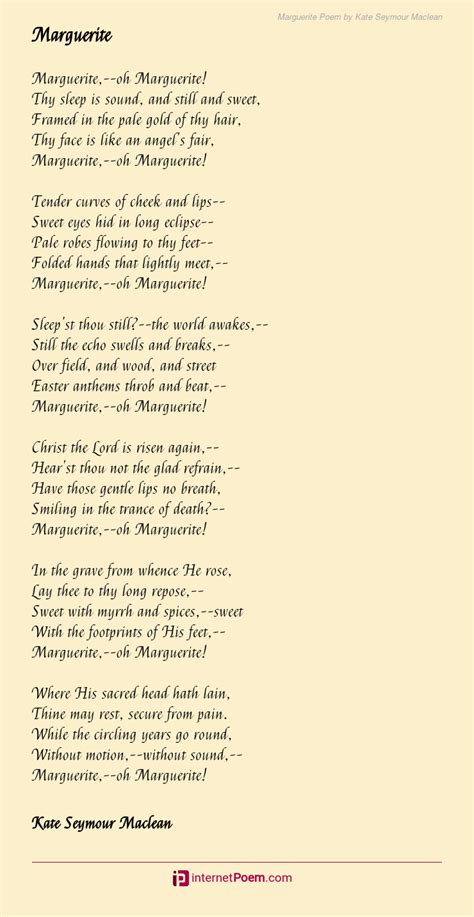 Marguerite Poem By Kate Seymour Maclean