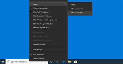 Cách ẩnhiển Thị Hộpbiểu Tượng Tìm Kiếm Trên Taskbar Trong Windows 10