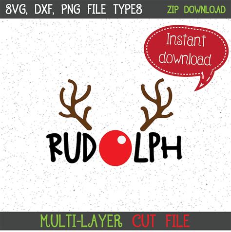 Rudolph Red Nose Reindeer Christmas Svg Design Etsy