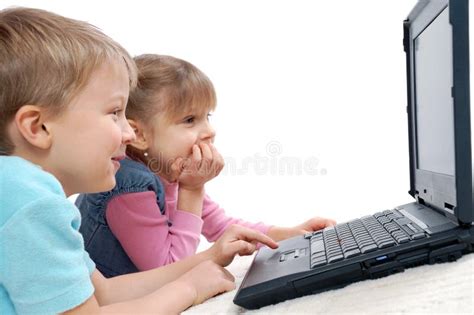 Children Playing Computer Games Stock Image Image Of Childhood Lying