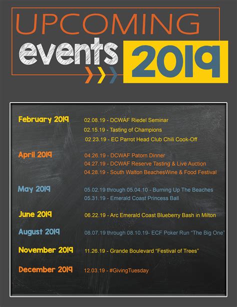 Upcoming Events Sheet The Arc Of The Emerald Coast