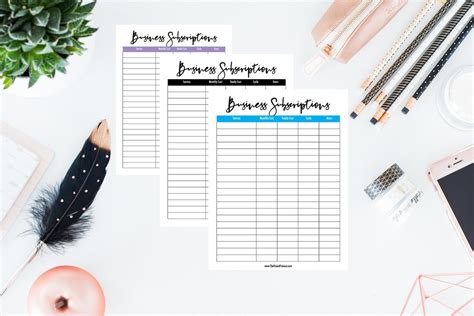 Business Subscription Worksheet Keep Up With Business Subscriptions