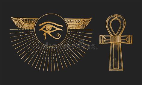 The Eye Of Horus And The Ankh Vector Illustrations Stock Illustration Illustration Of Retro