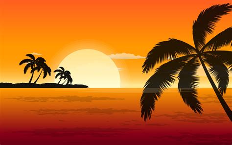 Palm Tree Sunset Cartoon