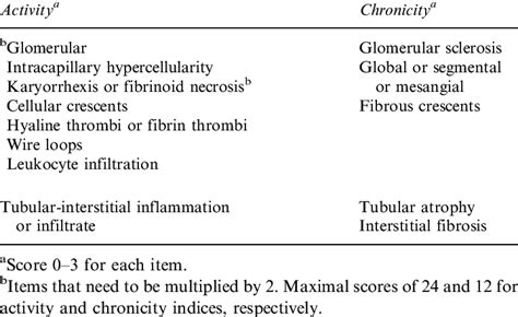 The 1995 Who Classification Of Lupus Nephritis Indices Of Activity And