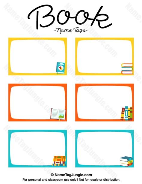 Free Printable Book Name Tags The Template Can Also Be Used For