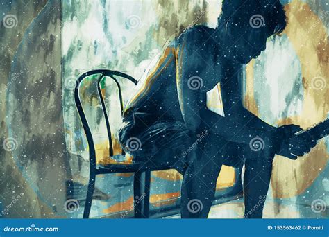 Digital Painting Of Sad Man Stock Illustration Illustration Of Hurt