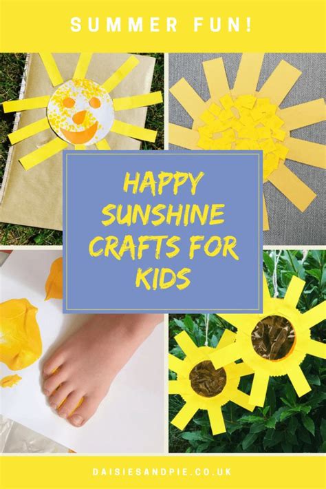 The Words Happy Sunshine Crafts For Kids Are Shown Above Pictures Of