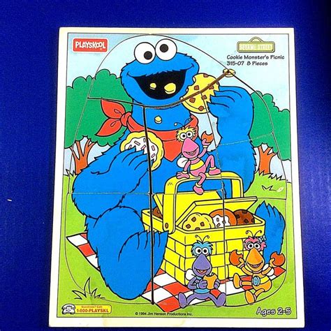 Sesame Street Cookie Monsters Picnic Wooden Puzzle 8 Piece Playskool