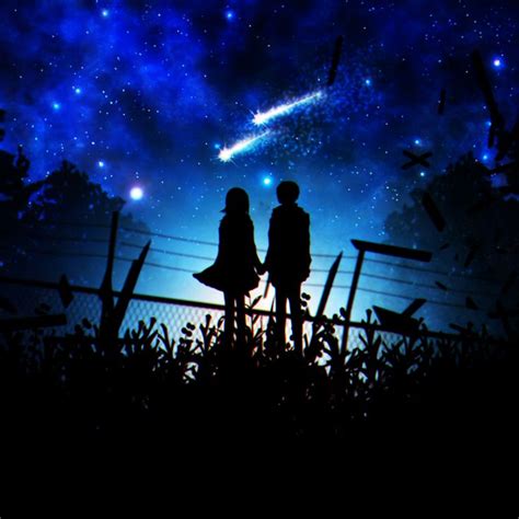 Anime Girl And Anime Boy With Shooting Stars Cutekawaii Anime Couple