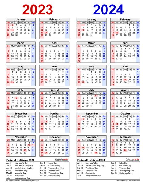 2023 2024 Two Year Calendar Free Printable Pdf Templates Zohal