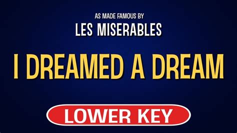 Les Miserables I Dreamed A Dream Karaoke Lower Key Youtube