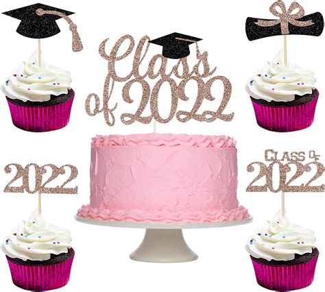 Buy Rose Gold Glitter Class Of 2022 Graduation Cake Topper And Class Of