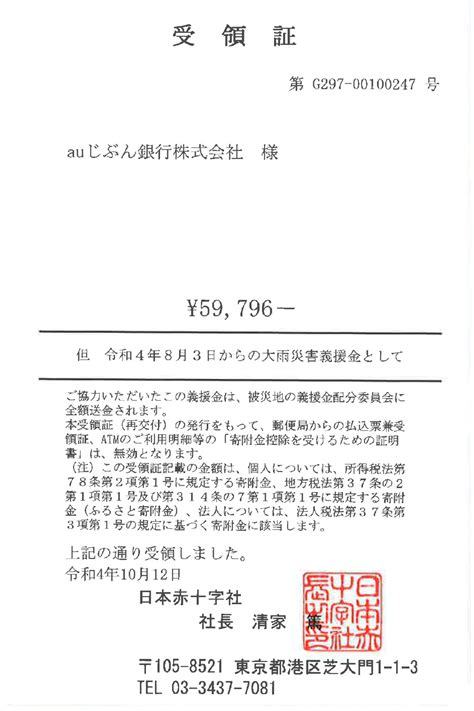 各種義援金、支援金、寄付金 受付金額のご報告 Auじぶん銀行