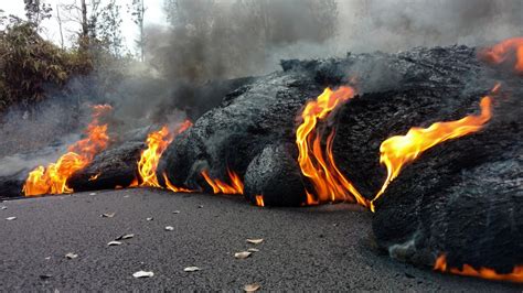 배경 화면 자연 하와이 킬 워우에 용암 화산 분출 분화 도로 불 연기 식물 이파리 1919x1080
