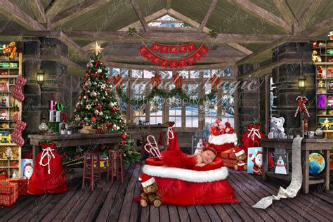 Santas Workshop With Toy Bag Seat North Pole Digital Etsy Canada