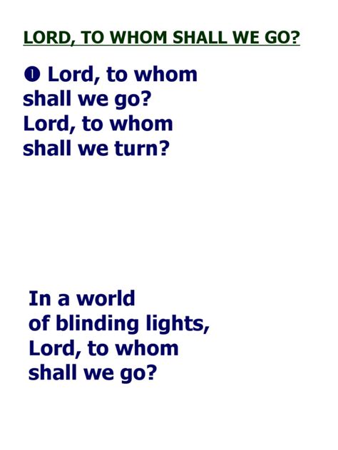 Lord To Whom Shall We Go Pdf