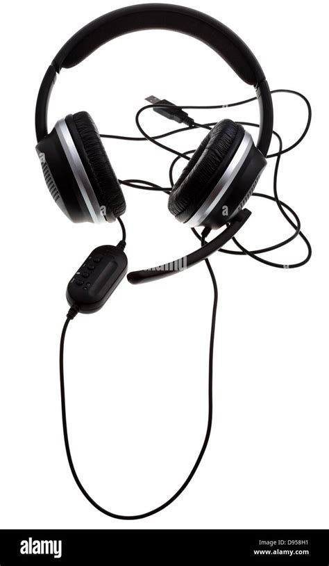 Black Headphones With Usb Port Isolated On White Background Stock Photo