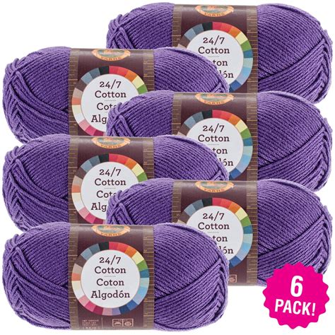 Lion Brand 247 Cotton Yarn Purple Multipack Of 6