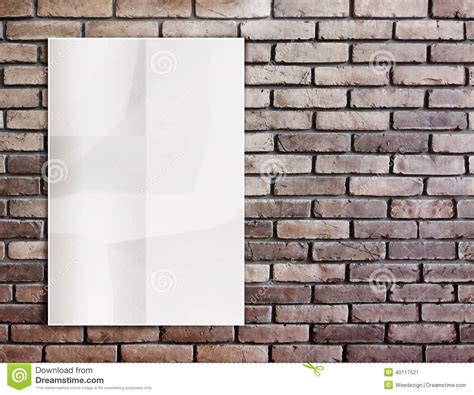 template white crumpled poster  grunge brick wall  leave stock image image  background