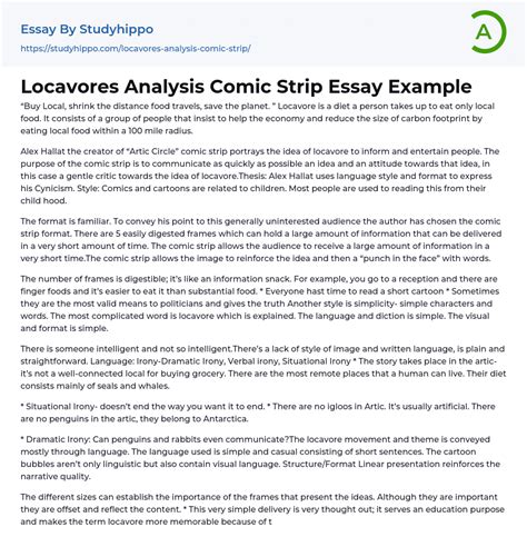 Locavores Analysis Comic Strip Essay Example