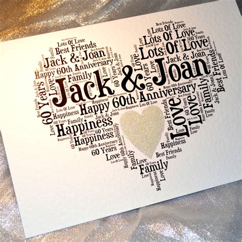 Personalised 60th Wedding Anniversary Love Sparkle Card By Sew Very