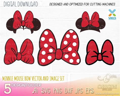Minnie Mouse Bow Svg And Images Disney Vector Cut Digital Download