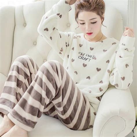 Autumn Winter Women Pajamas Sets Coral Fleece Sleepwear Warm Bathrobe Nightgowns Kimono Pyjamas