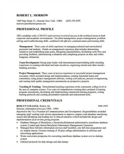 It will depict that you are interested in your skill set development. Sample MBA Resume 7+ Examples in Word, PDF - Popular Resume