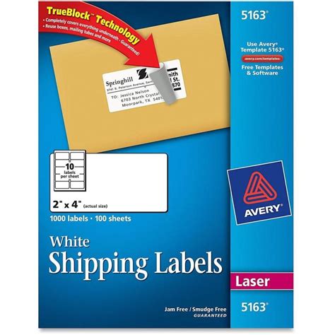 Avery White Shipping Labels 2″ X 4″ 5163 Office Systems Aruba