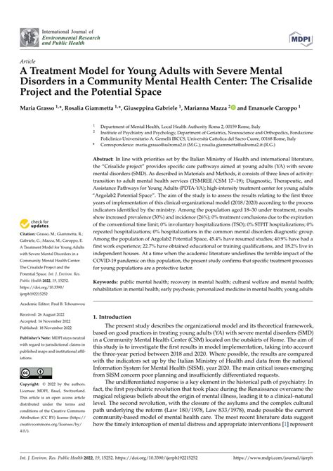 Pdf A Treatment Model For Young Adults With Severe Mental Disorders