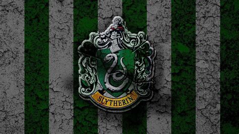 Slytherin Logo In Green White Stripes Background Hd Slytherin