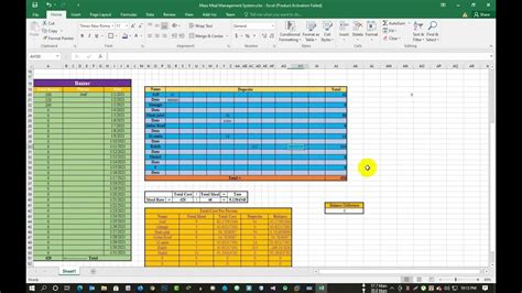 Mess Meal Management System Excell Sheet Very Simple Way Youtube