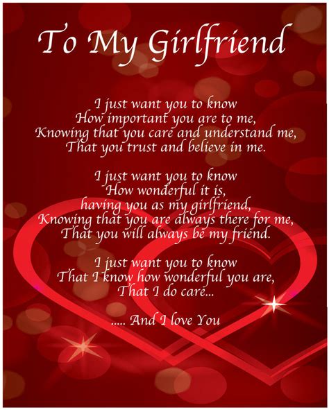 To My Girlfriend Poem Birthday Christmas Valentines Day