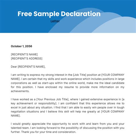 Sample Declaration Letter Template Edit Online And Download Example