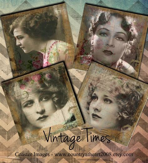 Instant Download Vintage Times Coaster Images Collage Etsy