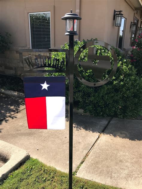 Texas Shape Outdoor Solar Yard Light Garden Flag Stand With A Etsy