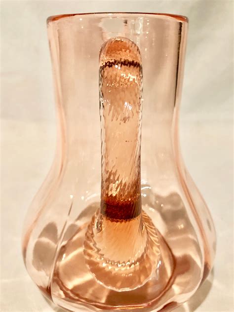 Antique Blush Pink Depression Glass Water Juice Pitcher