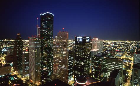Houston Skyline Buildings At Night Stockyard Photos