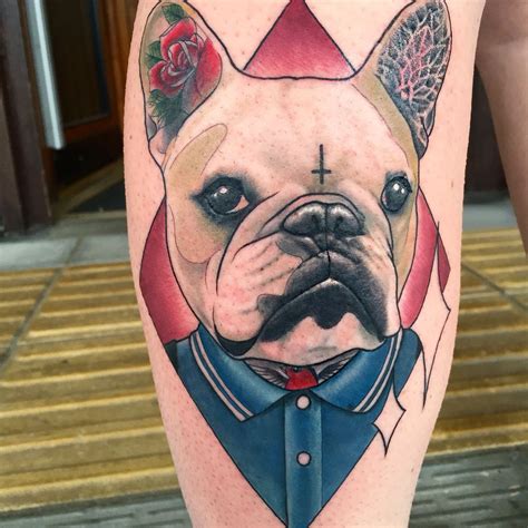 Neo Traditional Dog Portrait Tattoo By Sammysurjaytattoo Hand Tattoos