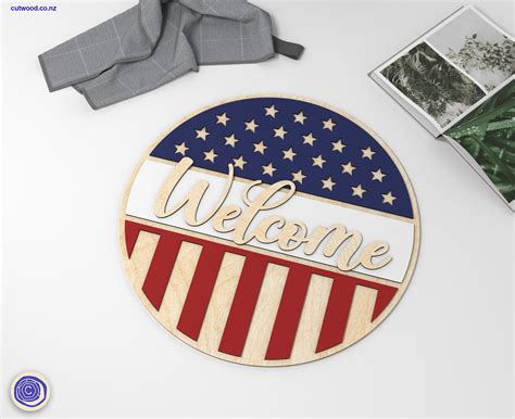 Patriotic American Welcome Sign Digital Download July 4th Etsy